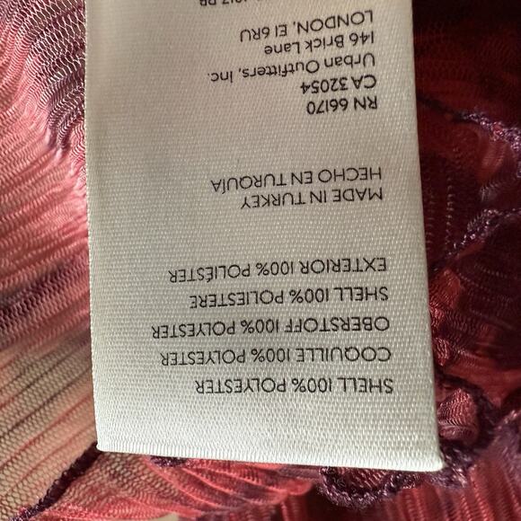 Free People Sheer Crinkled Mesh Blouse Red Pink Purple Tie-Dye Size Small - Picture 7 of 9